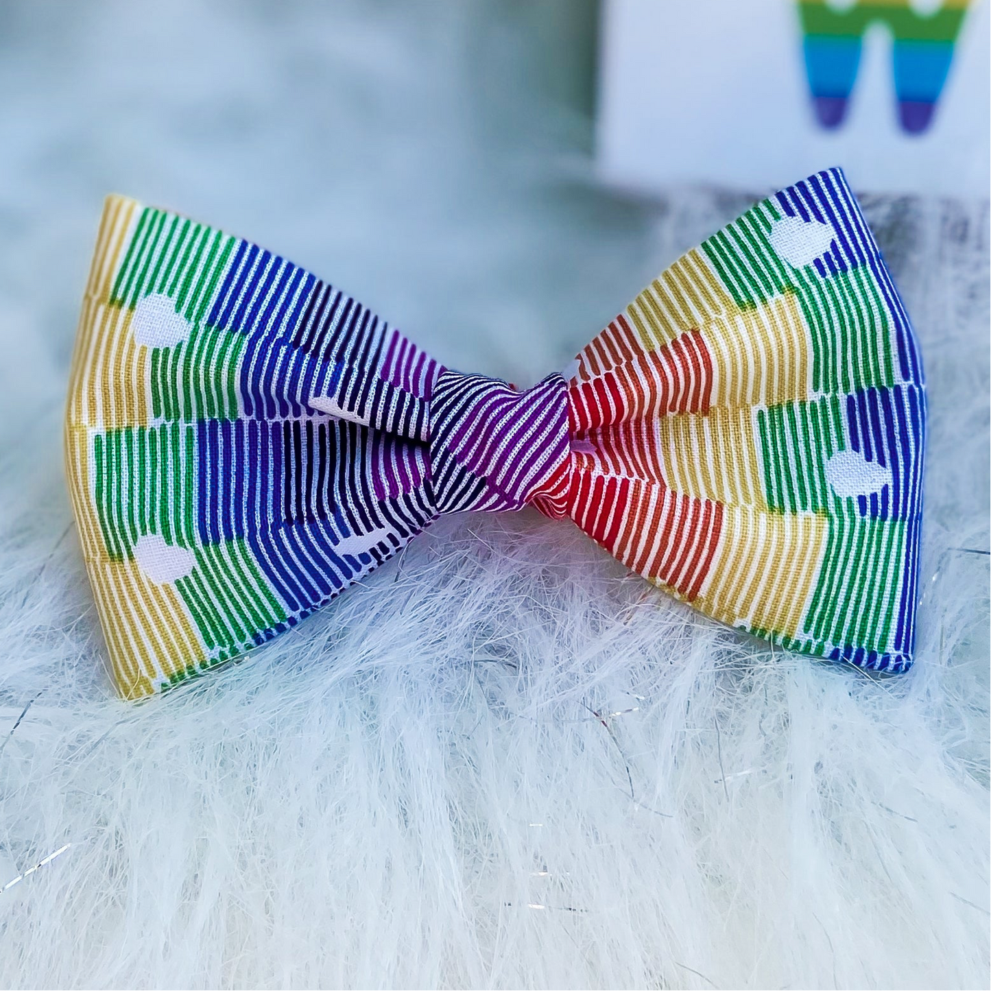 Rainbow hearts Pride dog bow tie accessory