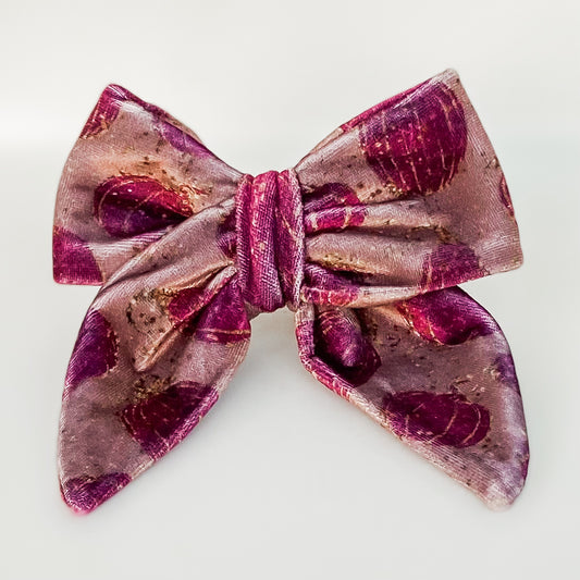 Burgundy pumpkins velvet dog sailor bow accessory