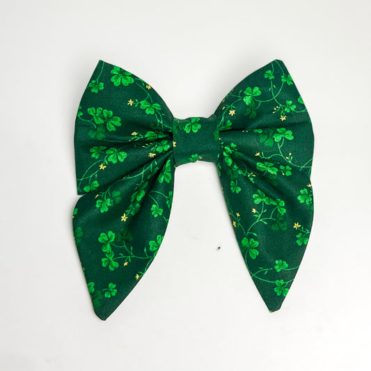 Clover vines St Patrick’s dog deluxe sailor bow accessory