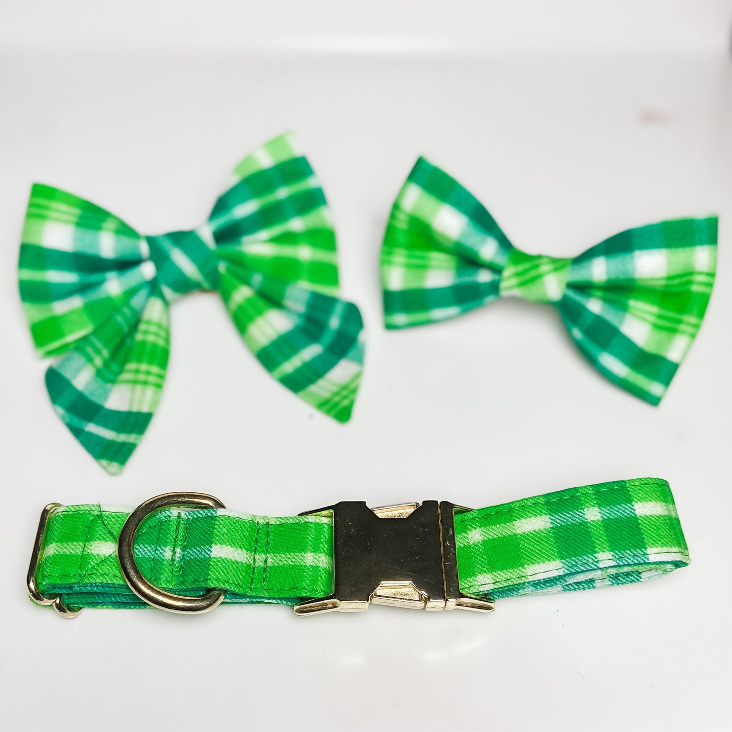 Green plaid dog deluxe sailor bow accessory