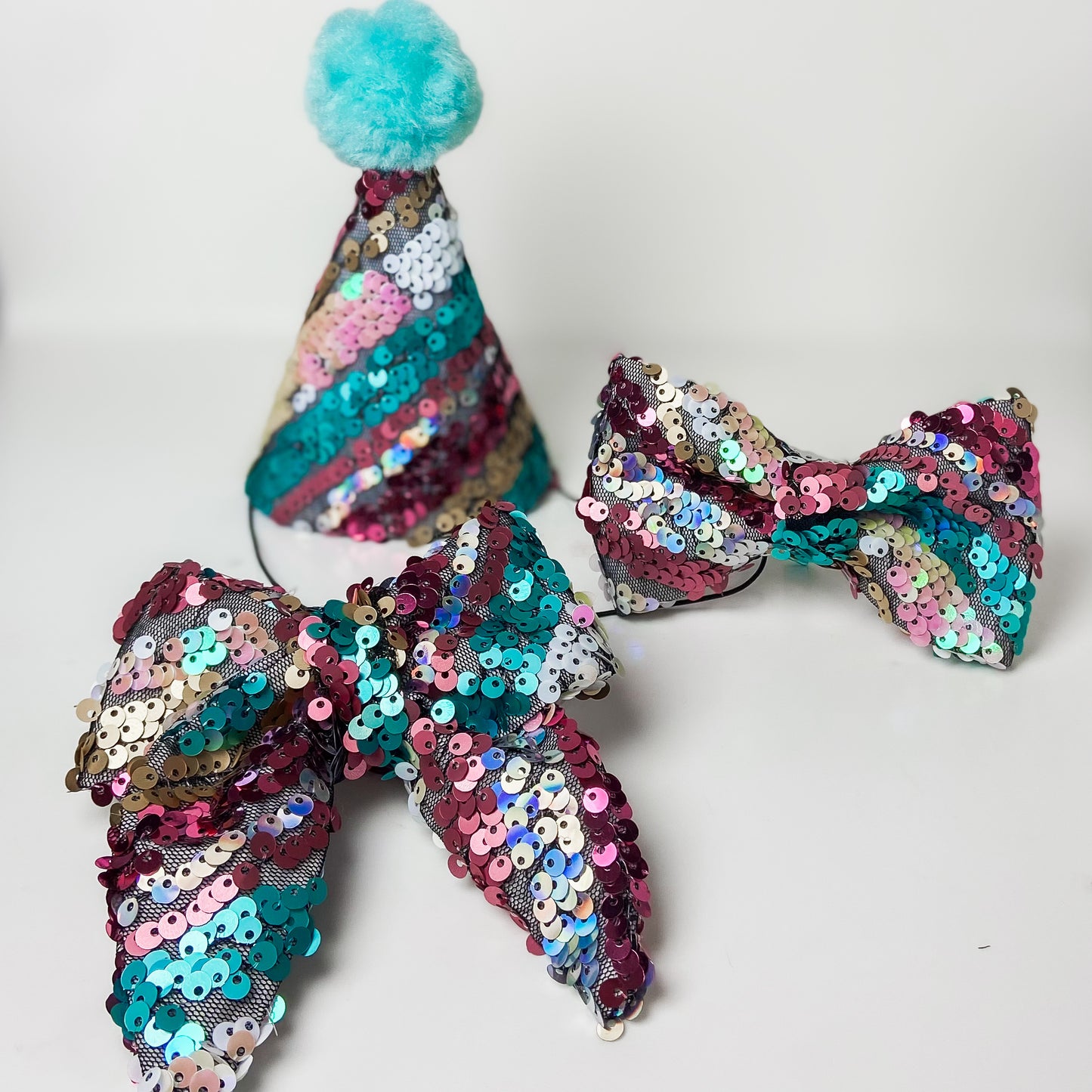 Sequin sparkles striped dog party hat