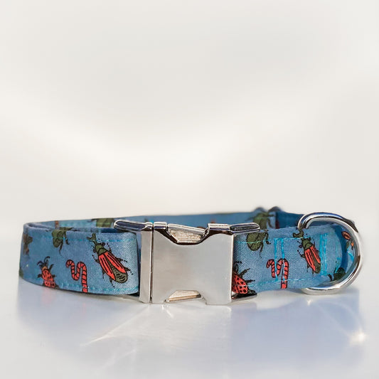 Buggin out colorful bugs and beetles dog collar