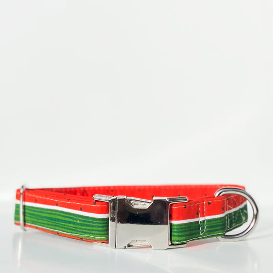 Watermelon stripes handmade dog collar