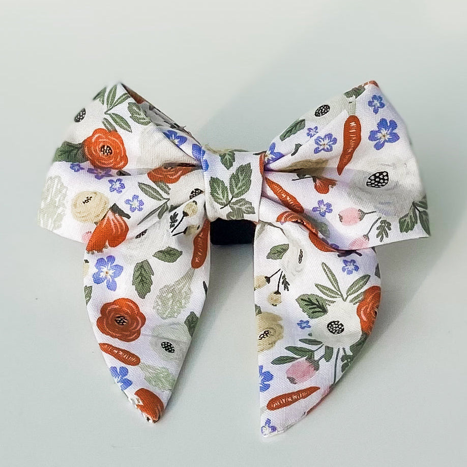 Carrot floral Easter spring dog sailor bow accessory