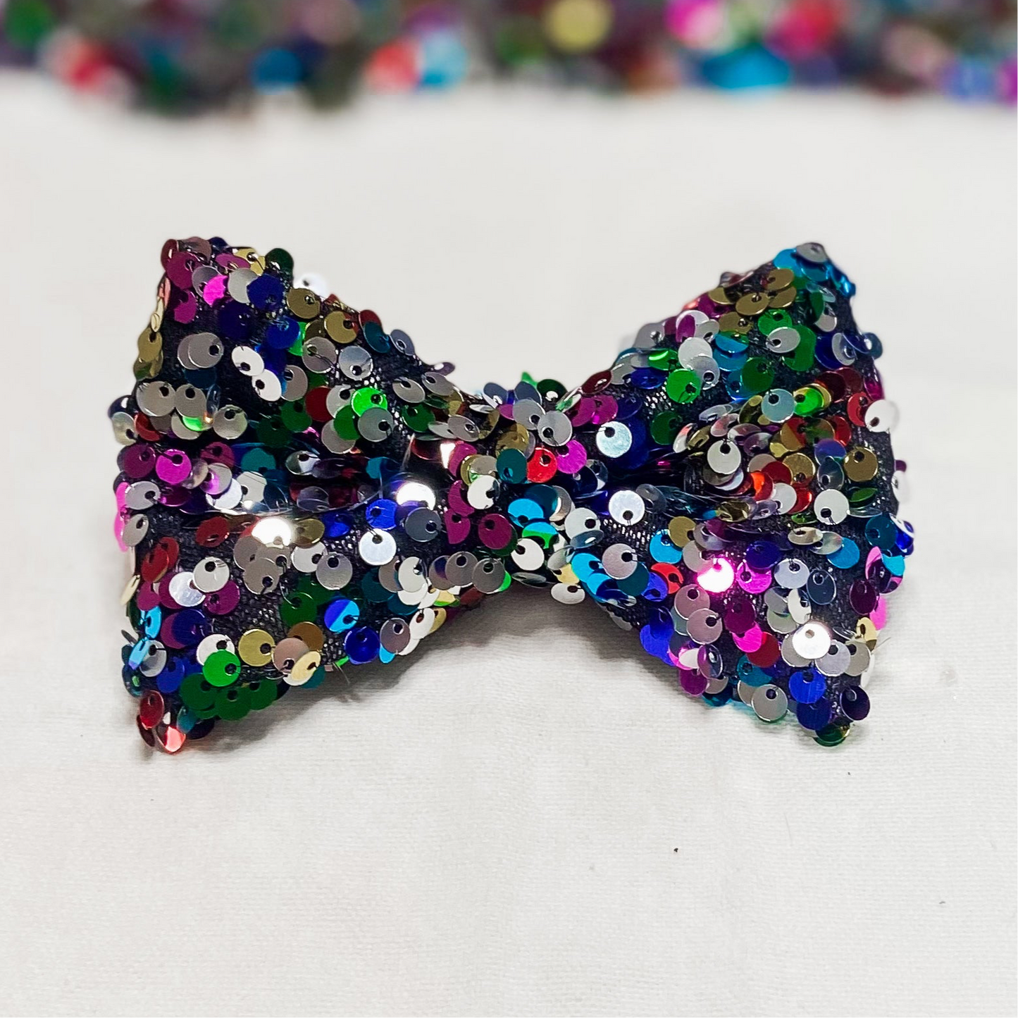 Bejeweled midnights New Year’s Eve dog bow tie pet accessory