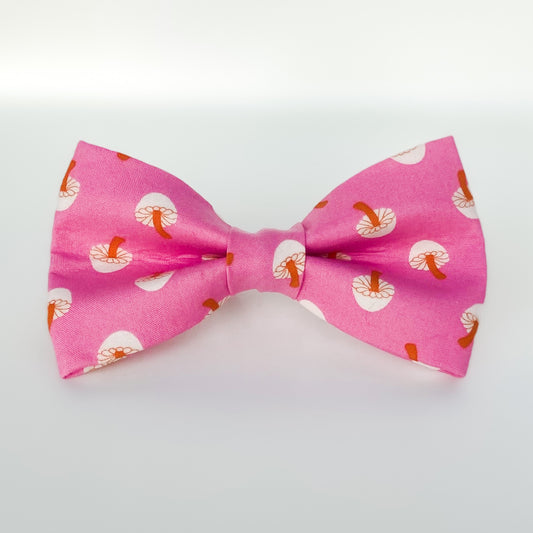 Pink and orange mushrooms dog bow accessory
