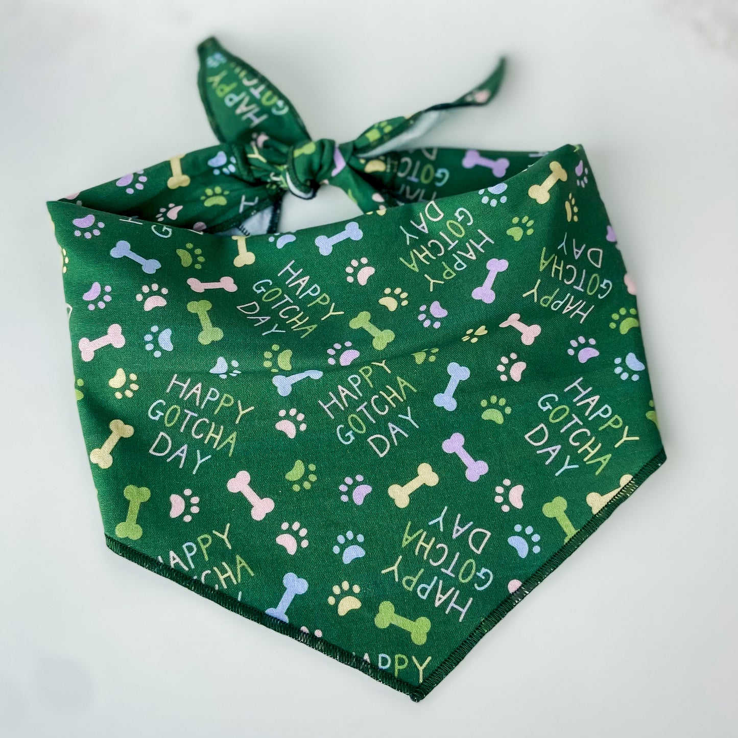Happy Gotcha Day! Dog birthday bandana with paws and bones gender neutral