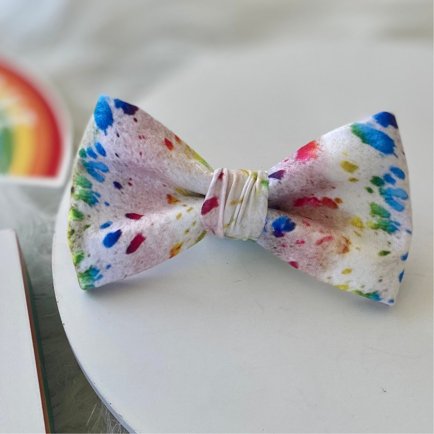 Rainbow acid wash dog bow for PRIDE