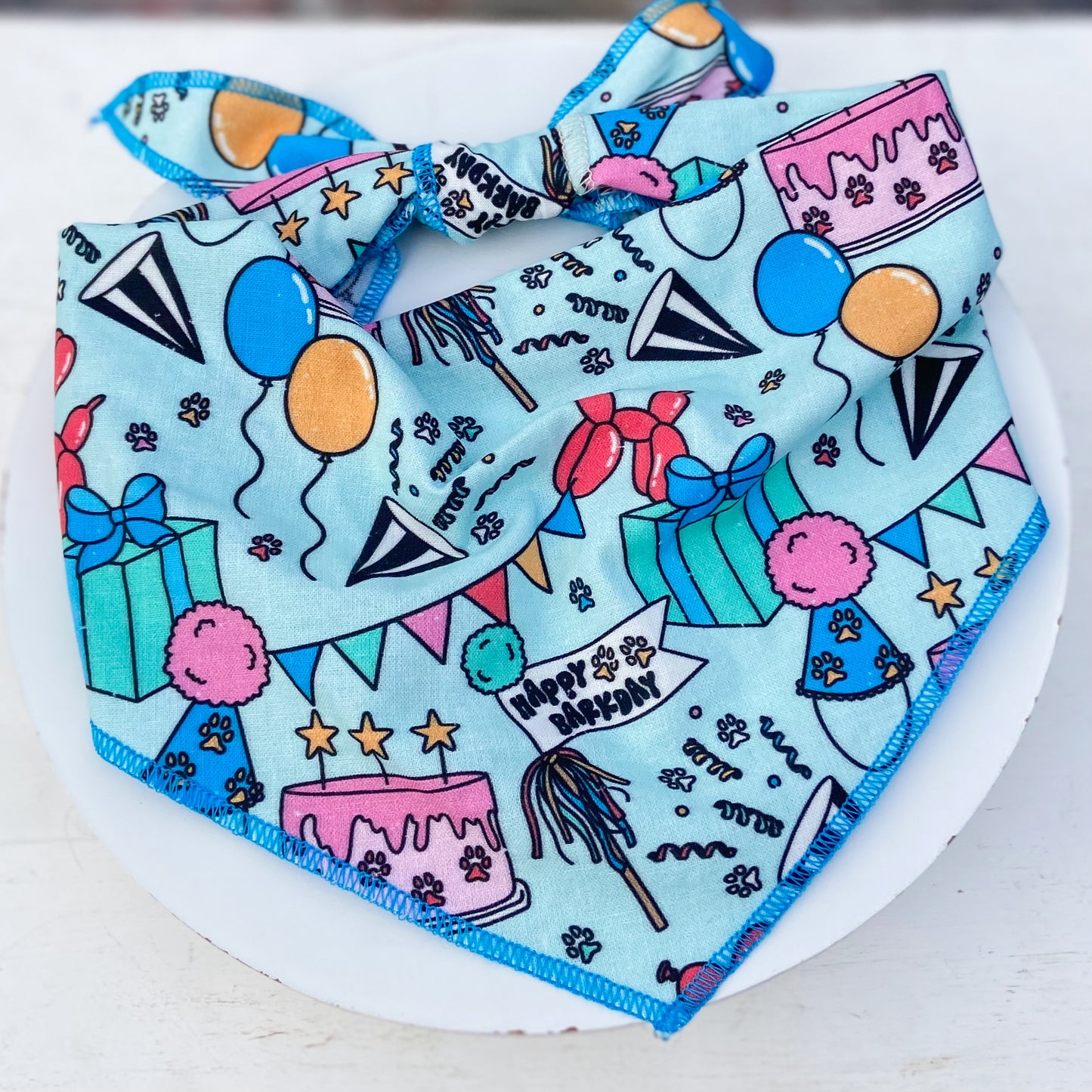 Happy Barkday dog birthday bandana balloons and confetti