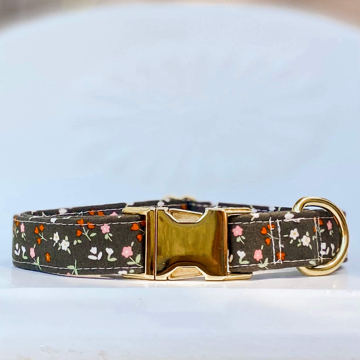 Moss green rust floral dog bow accessory