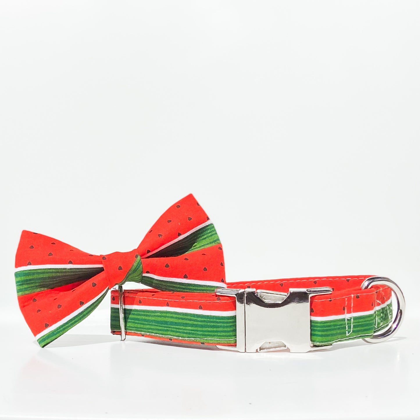 Watermelon stripes handmade dog collar