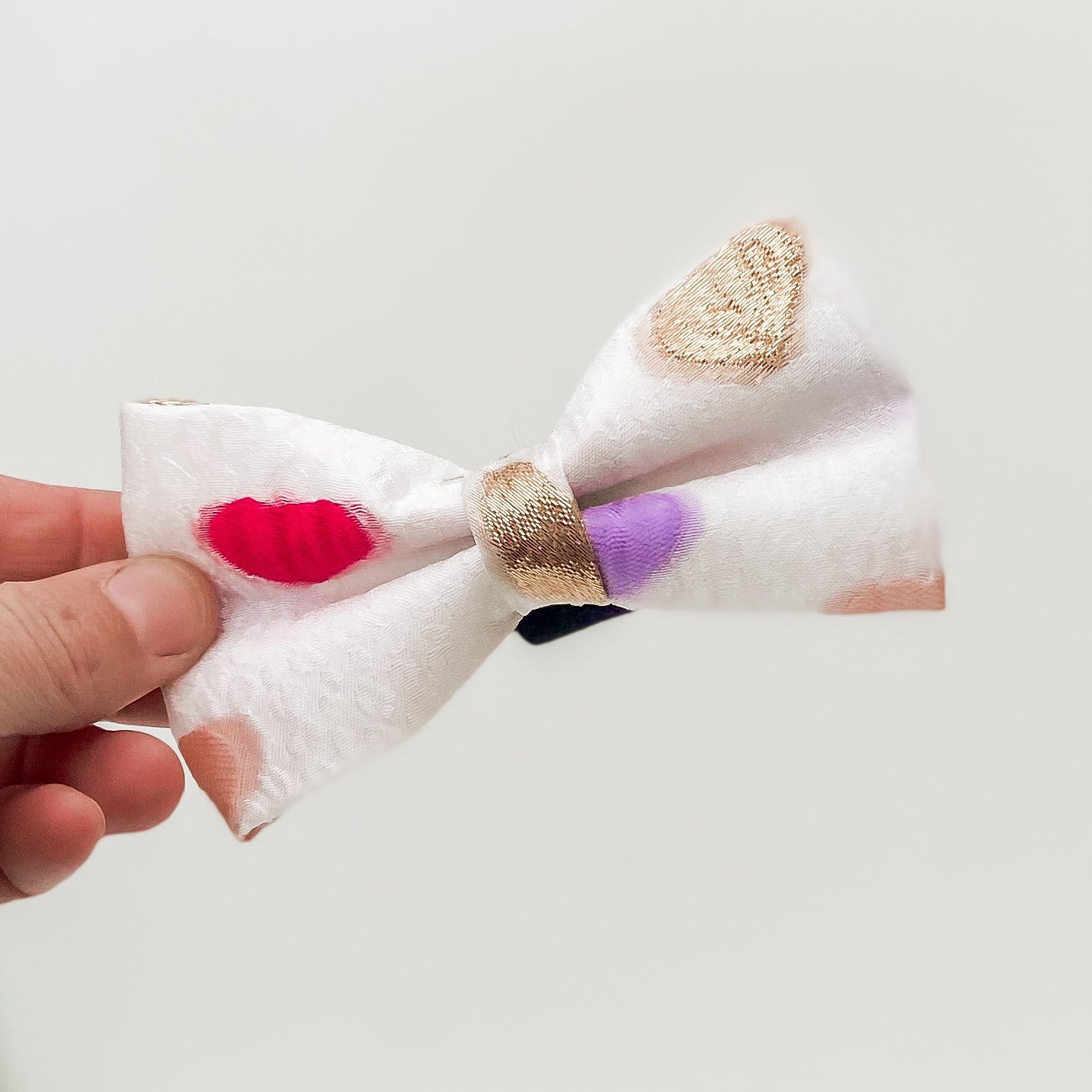 Sweetheart embroidered chiffon Valentine's dog bow pet accessory