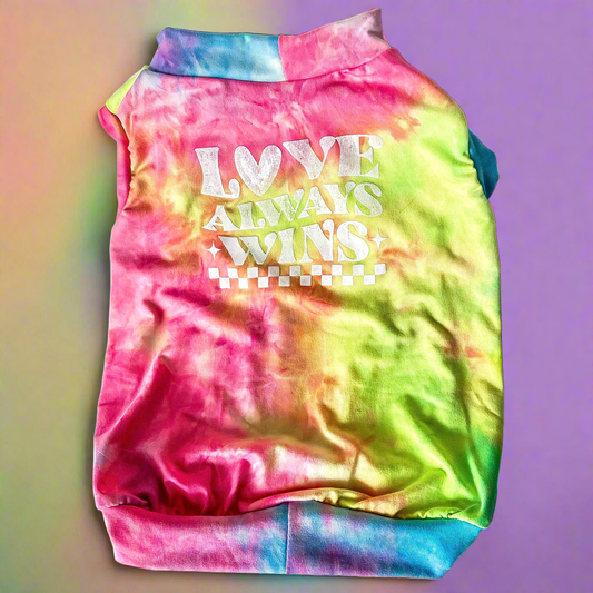 Love always wins PRIDE tie dye dog tank top