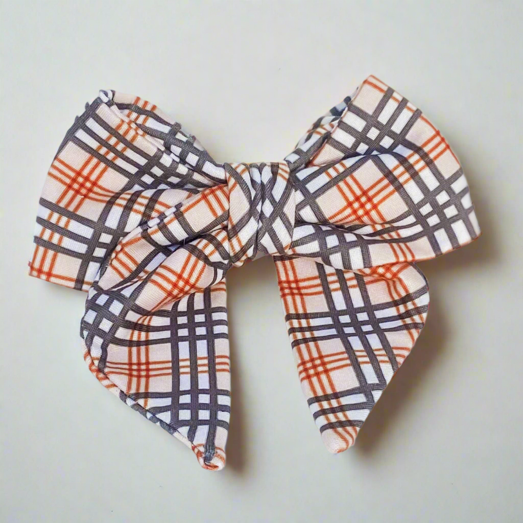Pumpkin pie plaid dog sailor bow accessory