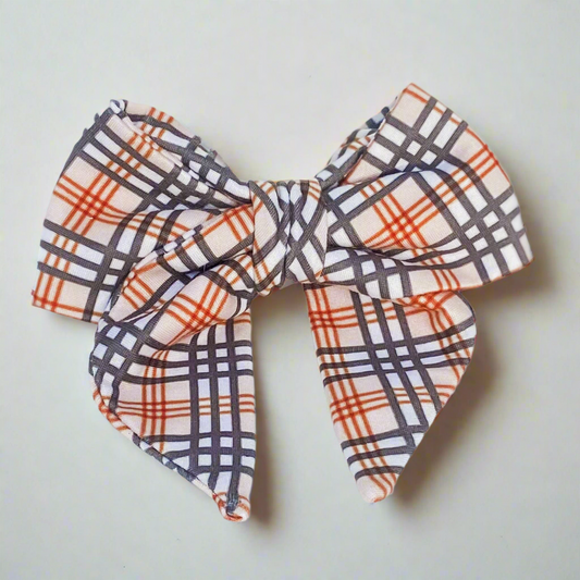 Pumpkin pie plaid dog sailor bow accessory