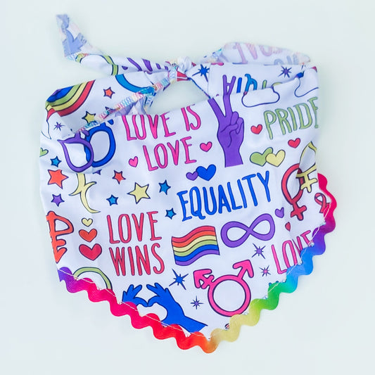 Symbols of love and peace PRIDE dog bandana