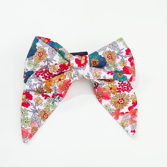 Vintage inspired floral sailor dog bow