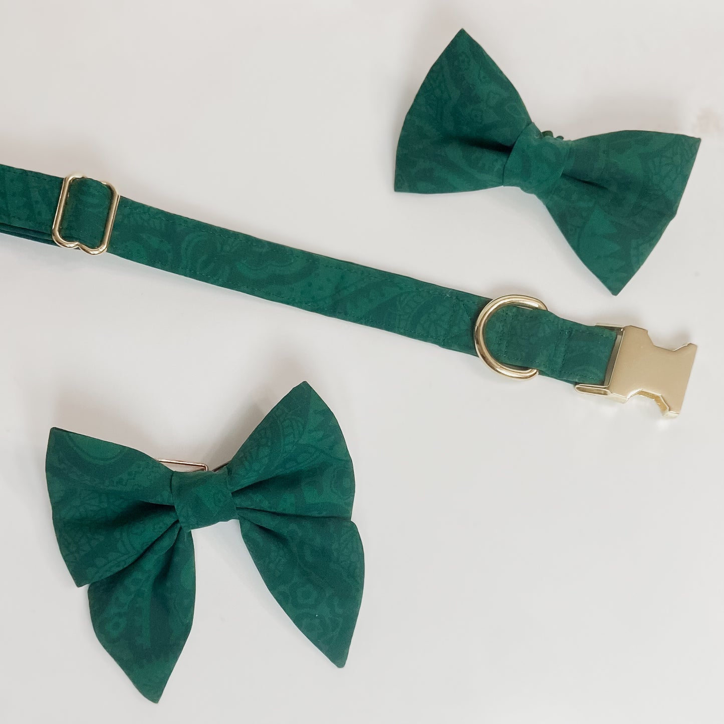 Garden Party evergreen dog collar upcycled fabric