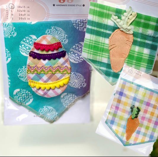 Easter eggs and carrots appliqué bandana pet accessory
