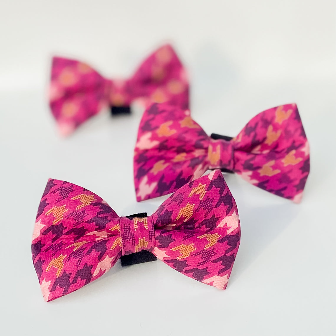 Berry and plum houndstooth fall dog bow tie accessory