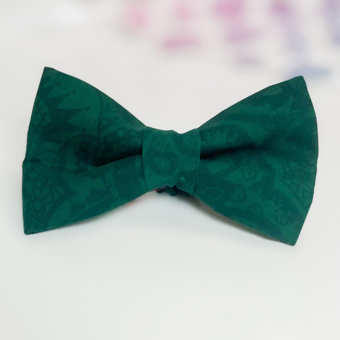 Garden Party evergreen dog bow upcycled fabric