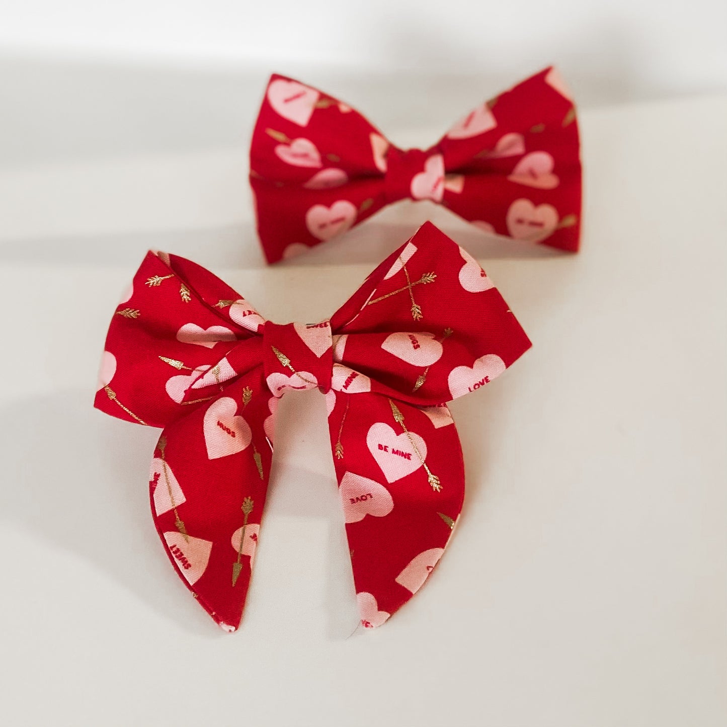 Cupid’s hearts and arrows sailor dog bow Valentine accessory