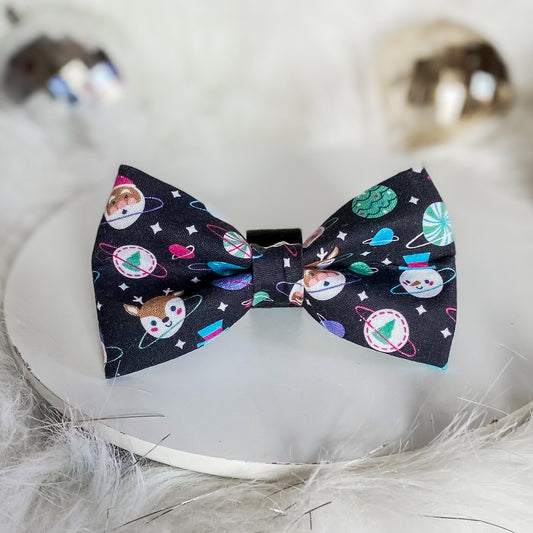 Joy to the Universe Christmas dog bow tie pet accessory