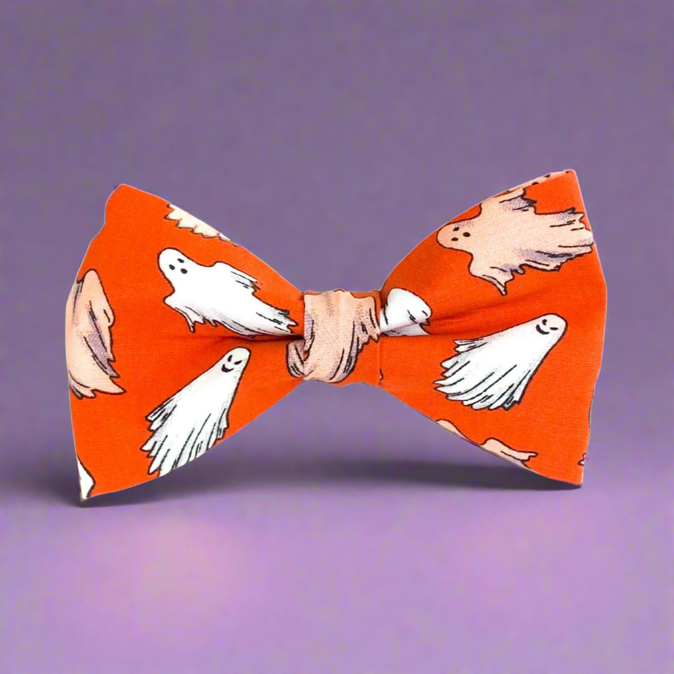 hey, Boo Halloween ghost orange glow in the dark dog bow