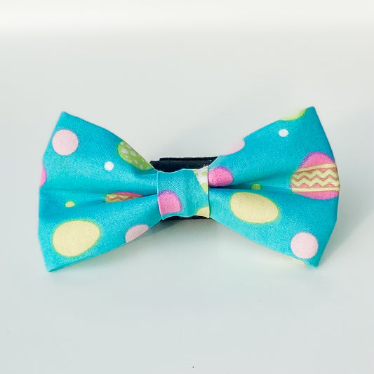 Bright blue Easter egg dog bow accessory