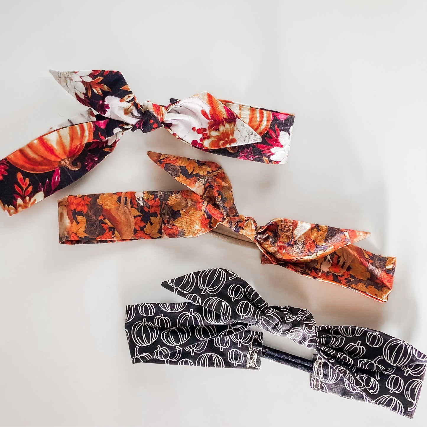 Set of 3 human-sized fall themed top knot headbands