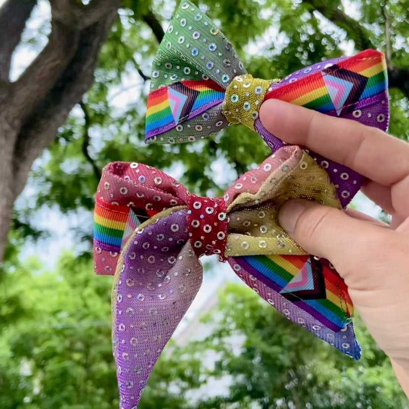 Sparkle sequins pride dog sailor bow accessory