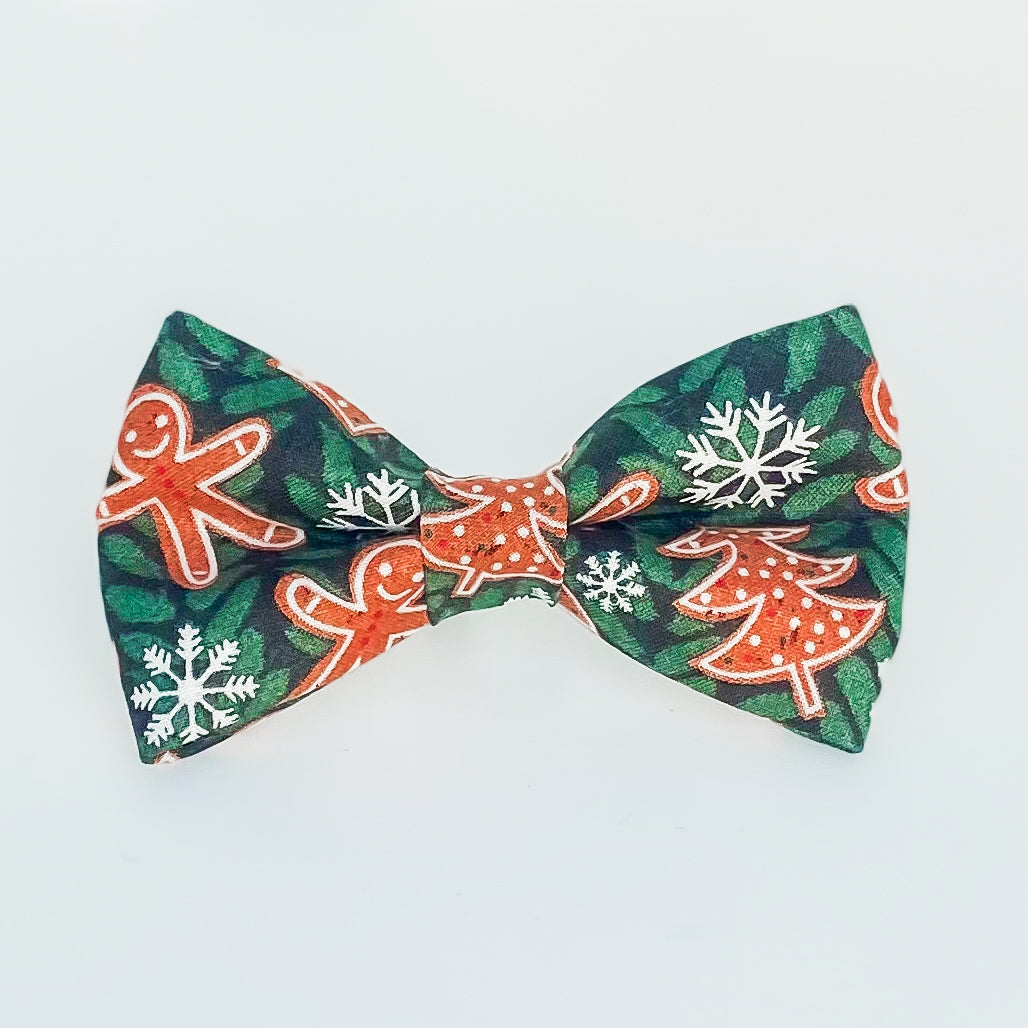 Green Gingerbread cookies Christmas dog bow tie pet accessory