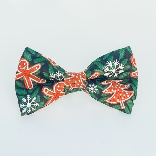 Green Gingerbread cookies Christmas dog bow tie pet accessory
