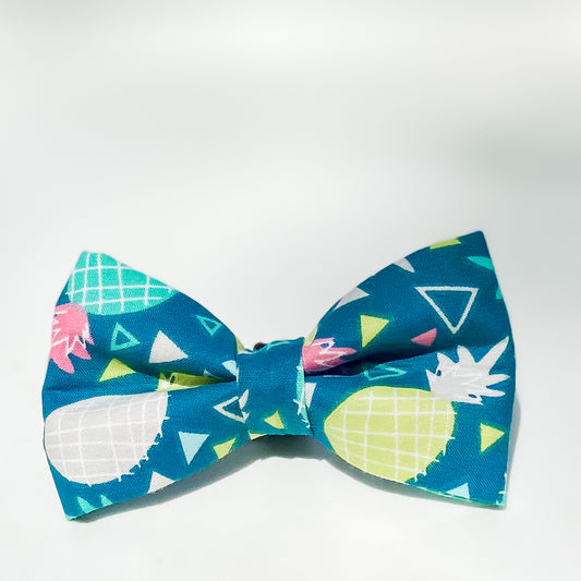 Totally rad tropical pineapple dog bow tie accessory