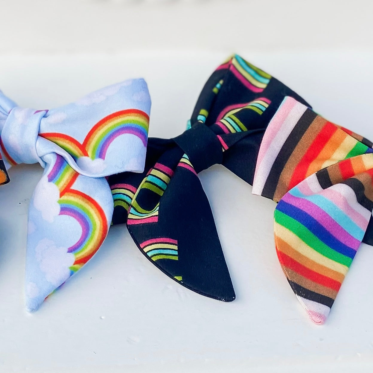 PRIDE progress flag stripes dog sailor bow tie accessory