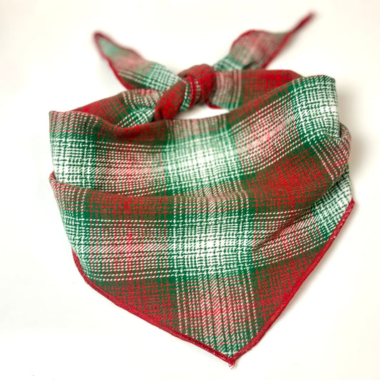 Christmas red and green plaid flannel dog bandana