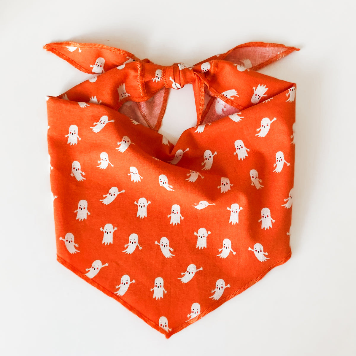 Ghostie ghouls Halloween dog bandana with optional pompom trim