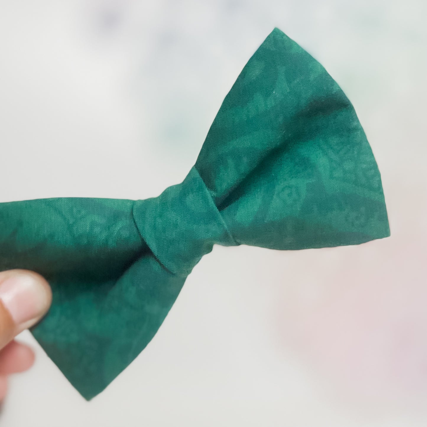 Garden Party evergreen dog bow upcycled fabric
