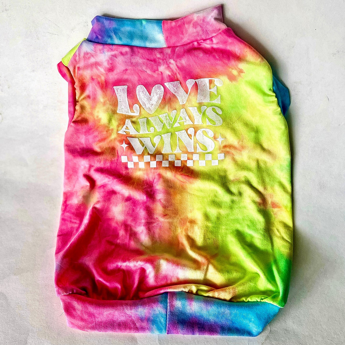 Love always wins PRIDE tie dye dog tank top