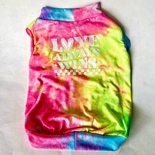 Love always wins PRIDE tie dye dog tank top
