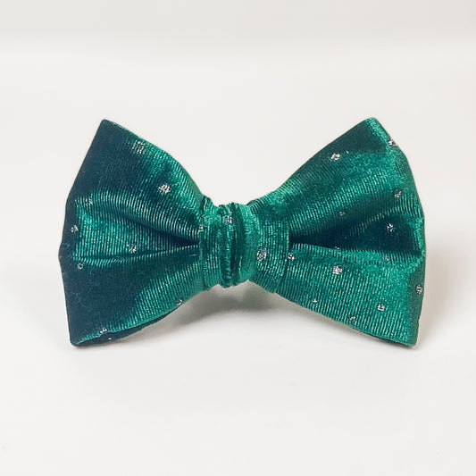 Evergreen velvet sparkling Christmas dog bow