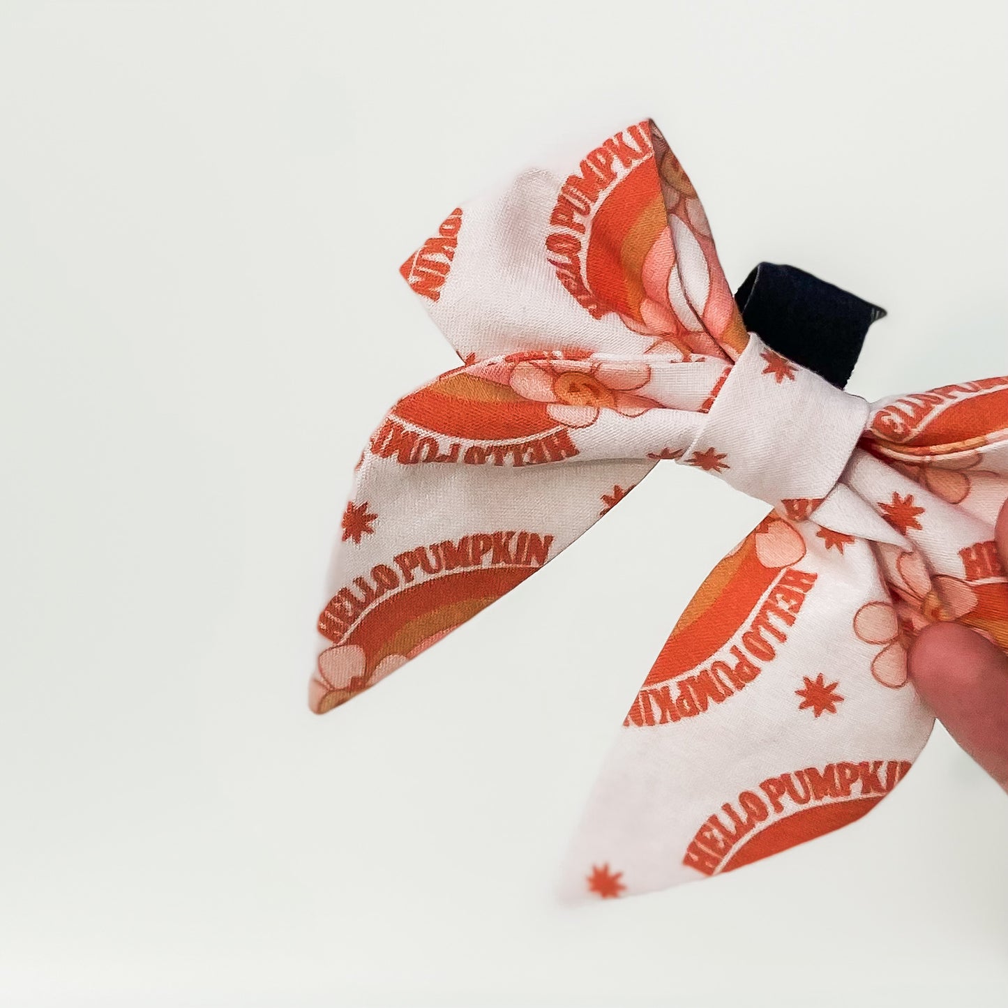 Hello, Pumpkin fall dog sailor bow with retro rainbows