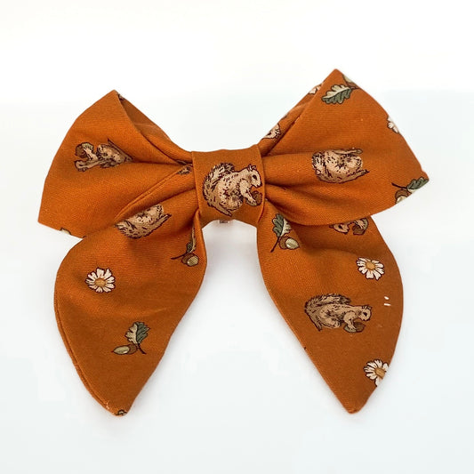Nuts for fall pumpkin dog sailor bow accessory