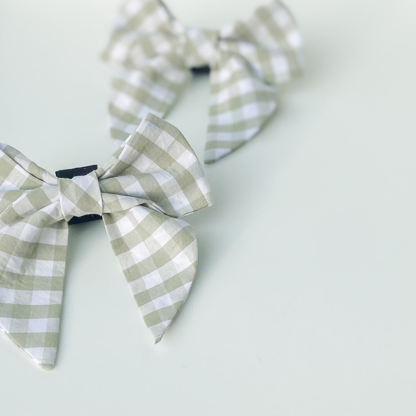 Sage plaid check gingham sailor dog bow accessory