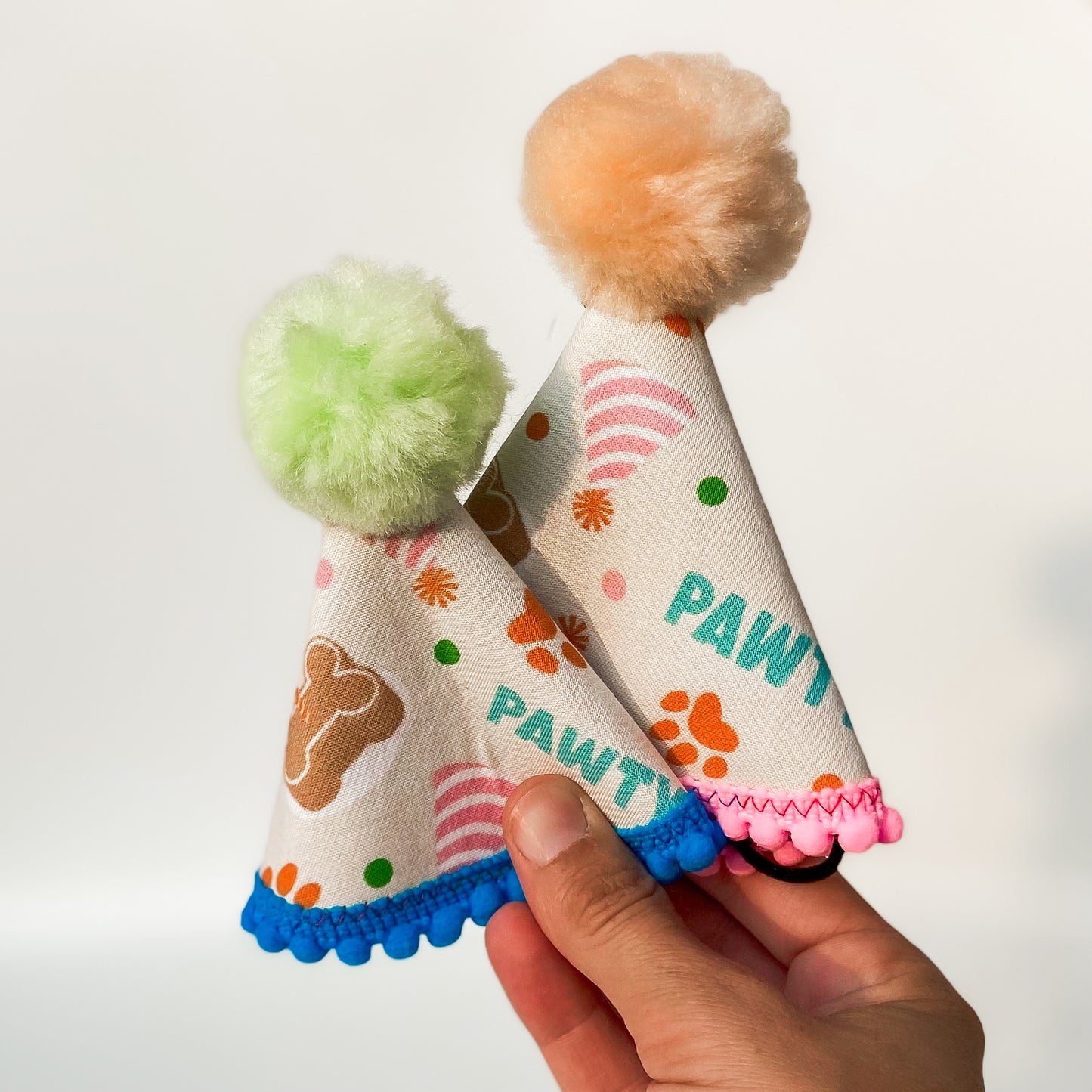 PAWTY! dog party hat with cakes and hats dog birthday accessory