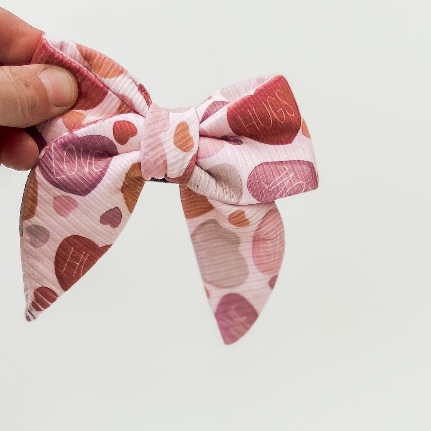 Conversation hearts blush pink muted neutrals dog bow Valentine accessory