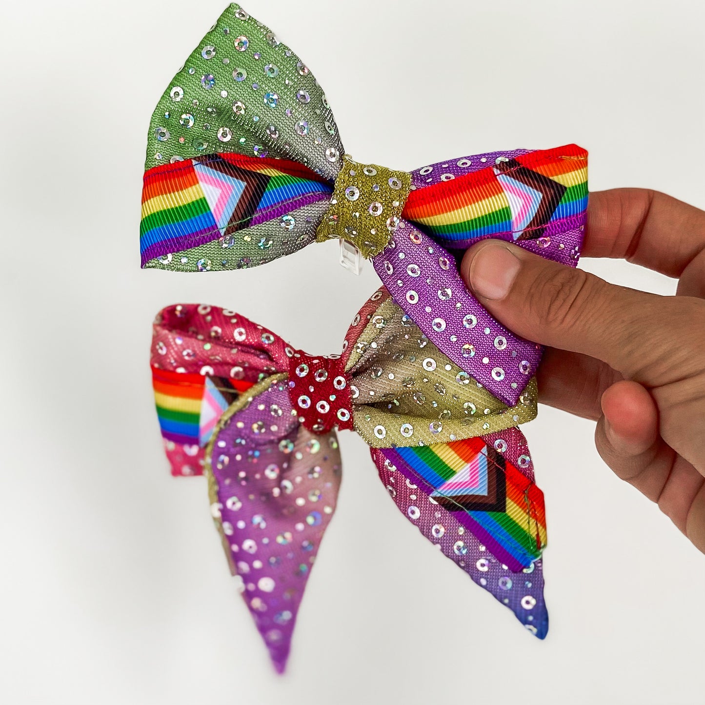 Sparkle sequins pride dog sailor bow accessory