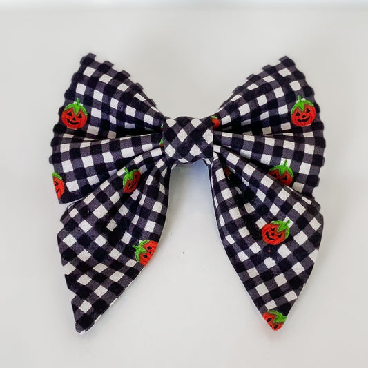 Jolly jack-o-lanterns Halloween deluxe sailor dog bow accessory