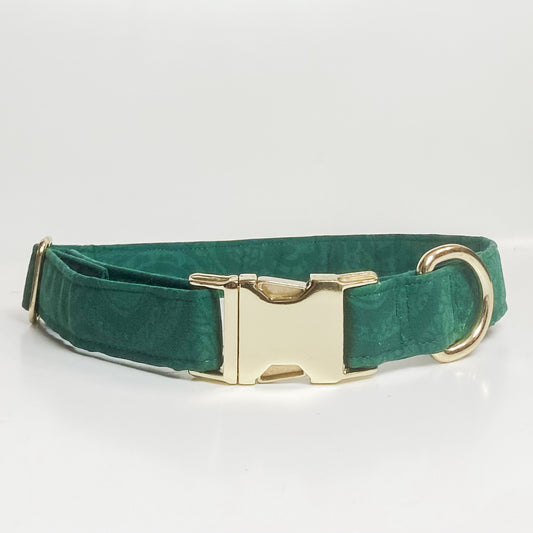 Garden Party evergreen dog collar upcycled fabric