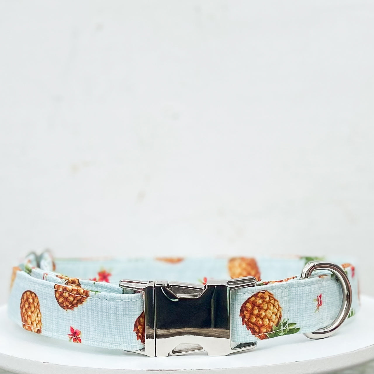 South Pacific tropical dog collar pineapple and hibiscus summer